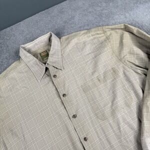 Scott Barber Men's Button Up Shirt Size XL Plaid 100 % Cotton Long Sleeve Brown